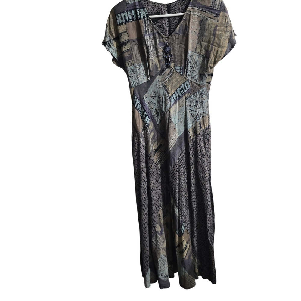 Vintage Saint Tropez West Maxi Dress Womens 4 Abstract Mixed Print Boho
